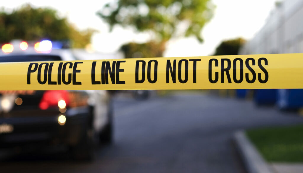 A police crime scene tape close-up